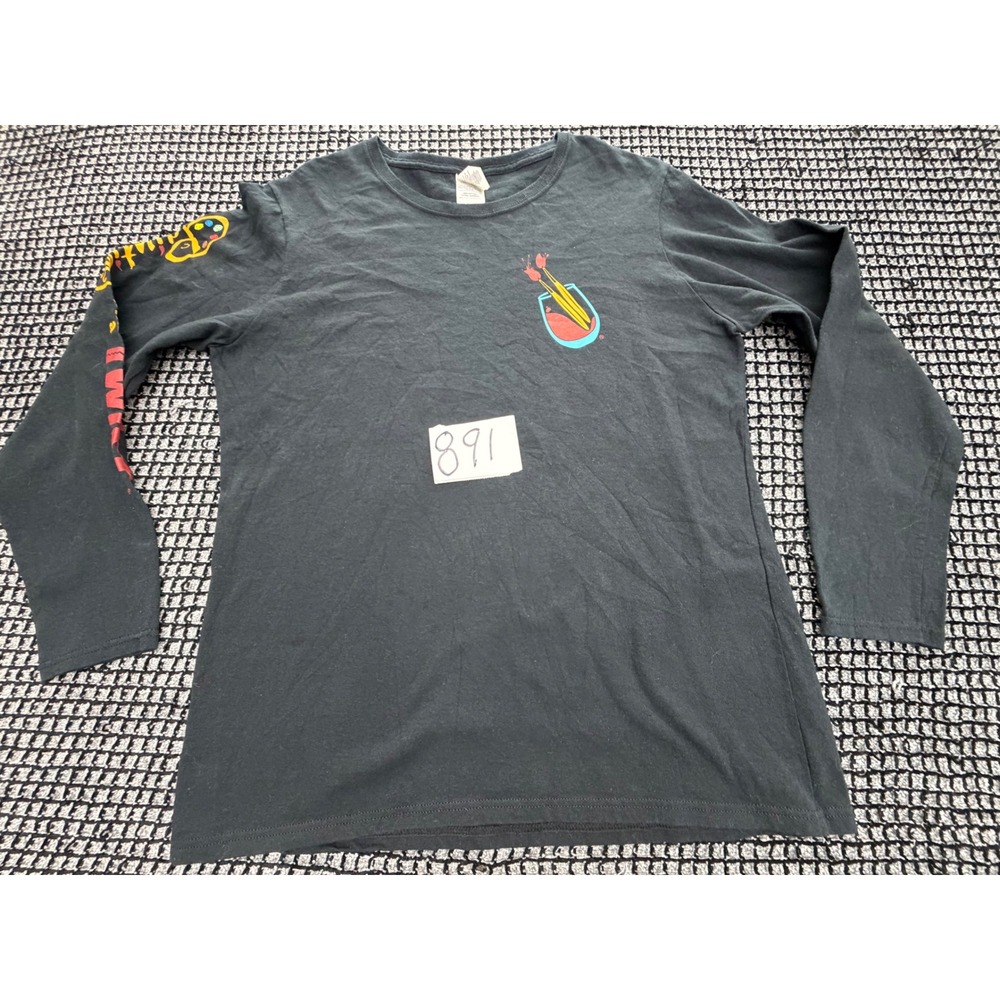 Gildan Long Sleeve Shirt Mens Large Black Paintbrushes Graphic